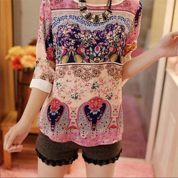 ππ Gorgeous Boho Print Top - Picture 3 of 6